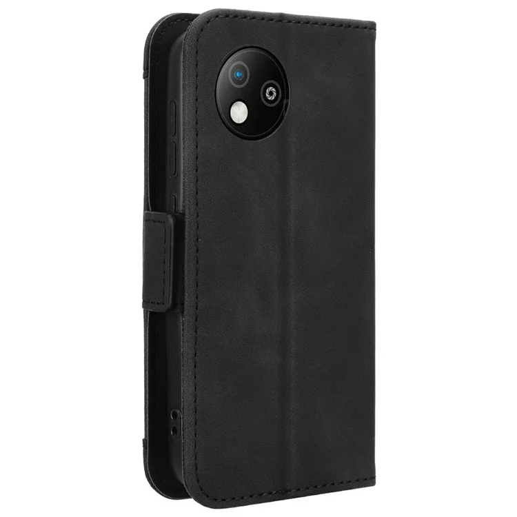 Für ZTE Blade A35 Lite / A35 Core Ledertasche Handyhülle mit mehreren Kartenfächern - Schwarz