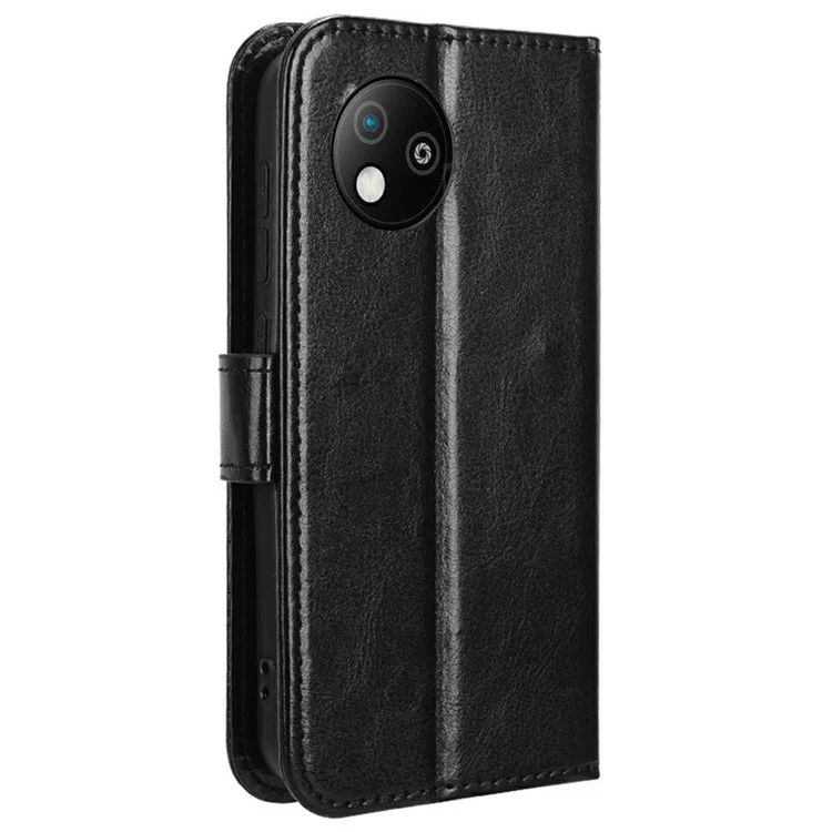 Étui pour ZTE Blade A35 Lite / A35 Core, texture folle de cheval, étui portefeuille en cuir PU - Noir