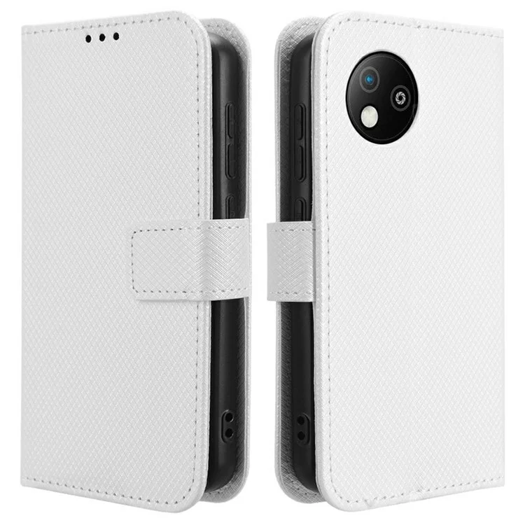 Für ZTE Blade A35 Lite / A35 Core Hülle PU-Leder Diamantstruktur Brieftasche Handyhülle - Weiß