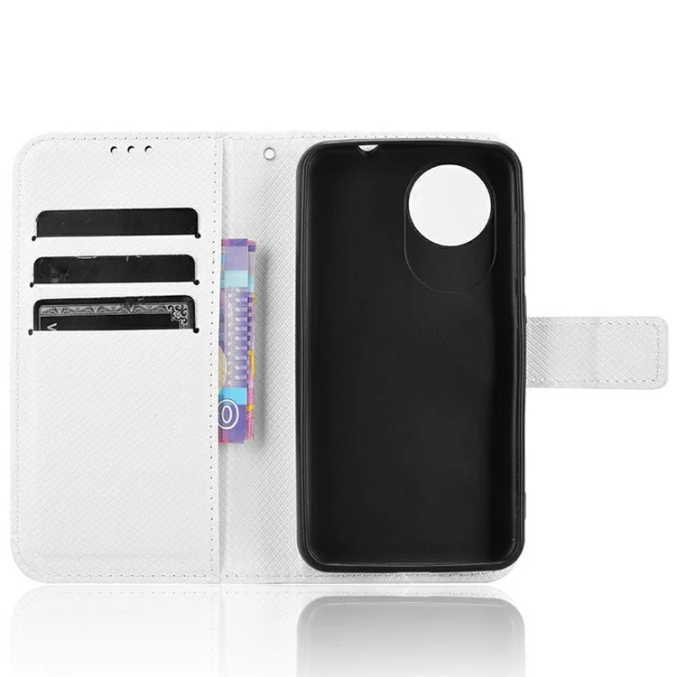 Für ZTE Blade A35 Lite / A35 Core Hülle PU-Leder Diamantstruktur Brieftasche Handyhülle - Weiß