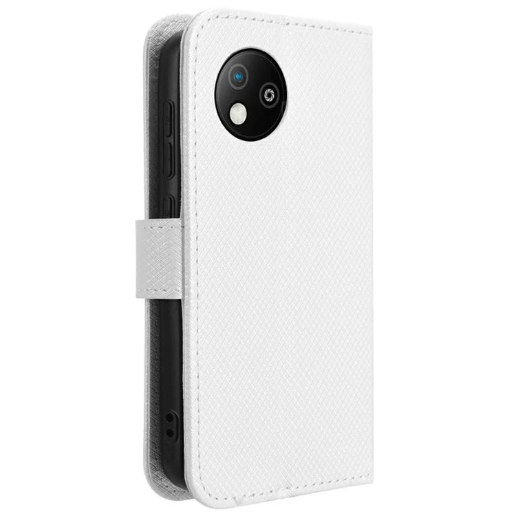 Für ZTE Blade A35 Lite / A35 Core Hülle PU-Leder Diamantstruktur Brieftasche Handyhülle - Weiß