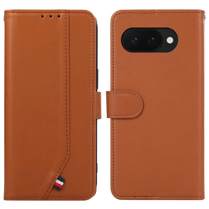 For Google Pixel 9a Case RFID Blocking Flip Leather Phone Cover - Brown