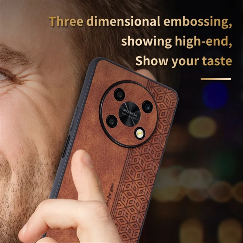 AZNS For Huawei Enjoy 50 Pro 4G / nova Y90 4G Imprinted Pattern Phone Case Scratch-resistant PU Leather Coated TPU Phone Cover - Blue