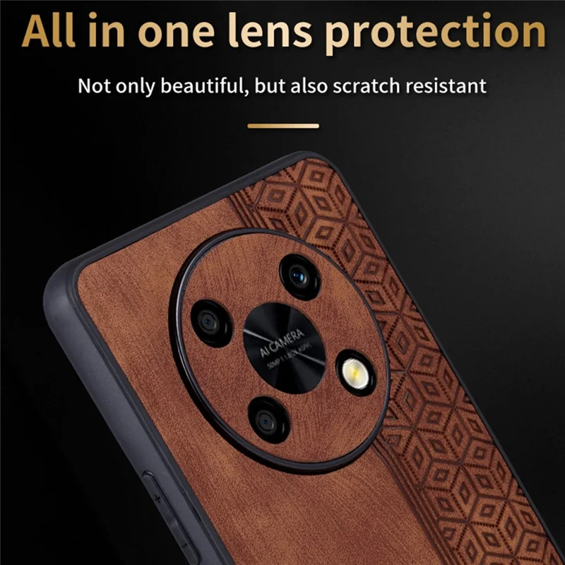 AZNS For Huawei Enjoy 50 Pro 4G / nova Y90 4G Imprinted Pattern Phone Case Scratch-resistant PU Leather Coated TPU Phone Cover - Blue