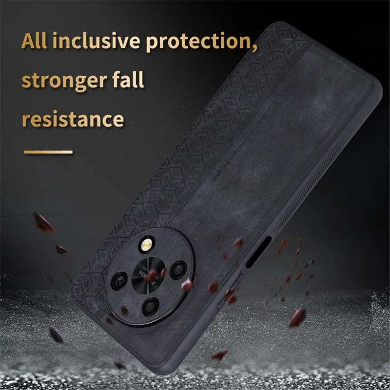 AZNS For Huawei Enjoy 50 Pro 4G / nova Y90 4G Imprinted Pattern Phone Case Scratch-resistant PU Leather Coated TPU Phone Cover - Blue