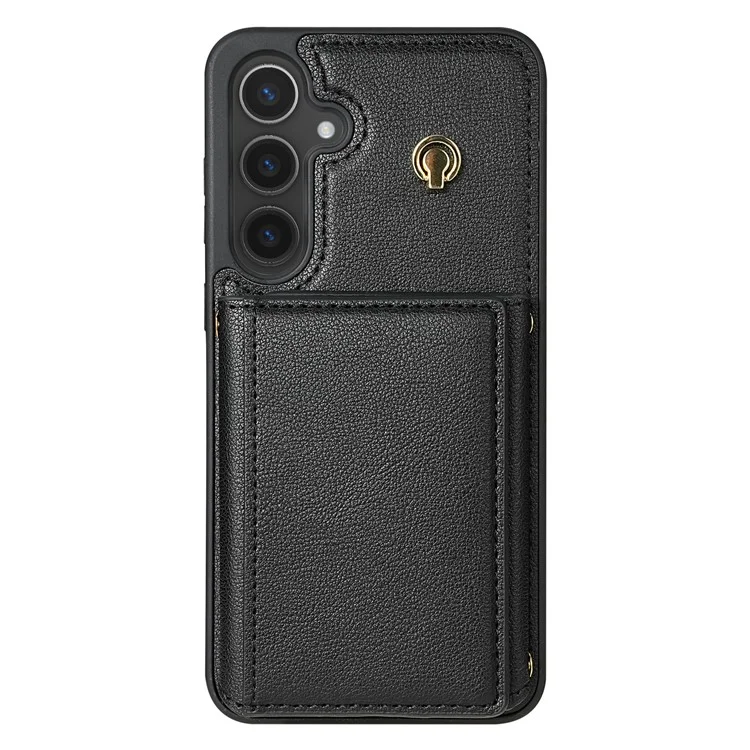 Funda para Samsung Galaxy S24 BKS-003 con soporte, tarjetero y correa para el hombro, de TPU y cuero - Negro