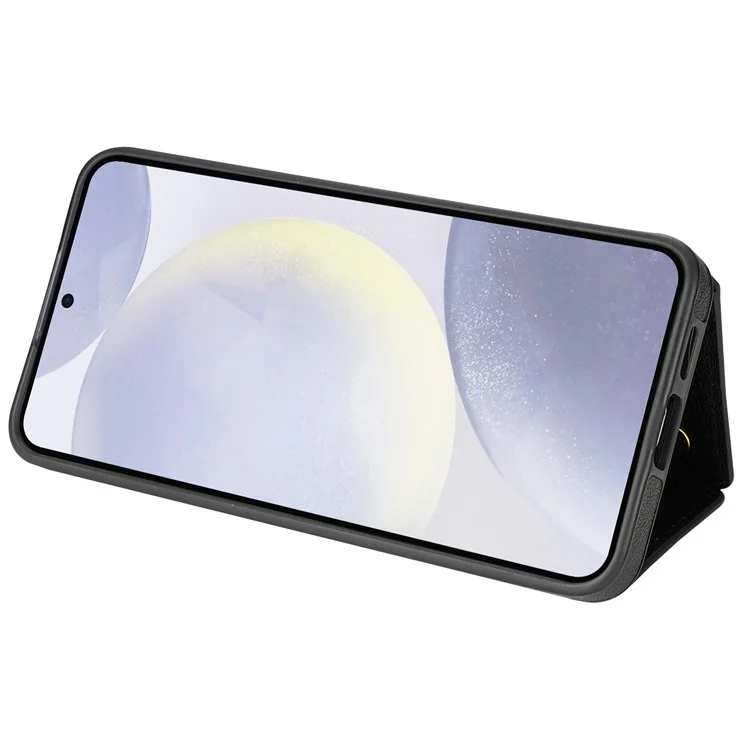 Funda para Samsung Galaxy S24 BKS-003 con soporte, tarjetero y correa para el hombro, de TPU y cuero - Negro