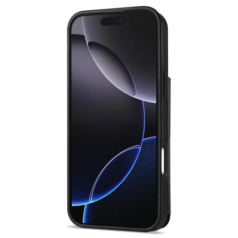 Étui pour iPhone 16 Pro avec dragonne, fentes pour cartes, cuir en forme de losange + coque TPU - Noir