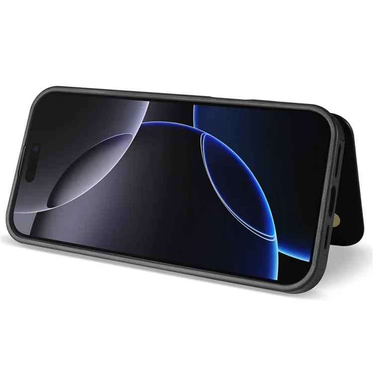 Coque pour iPhone 15 Pro Max avec sangle de poignet, fentes pour cartes, cuir en forme de losange + housse de protection en TPU - Noir