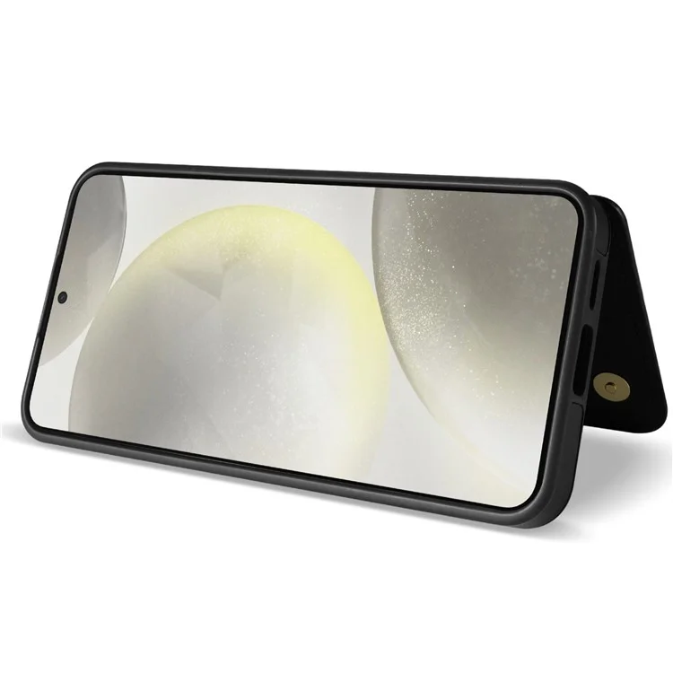 Custodia per Samsung Galaxy S24 FE con cinturino da polso, slot per schede, in pelle a rombi e TPU - Nero