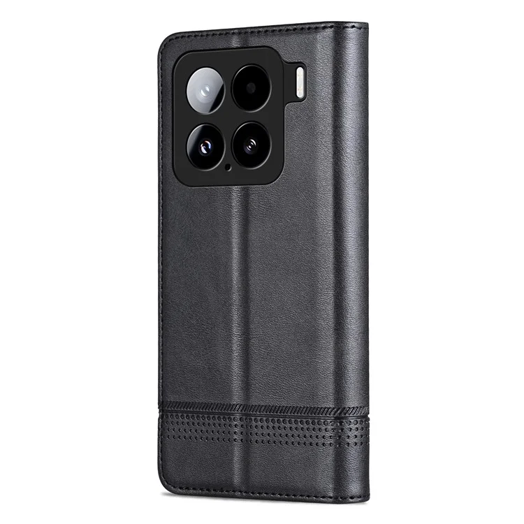 Custodia per Xiaomi 15 AZNS, texture in pelle di mucca PU, cover a portafoglio - Nero
