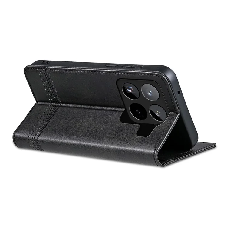 Funda para Xiaomi 15 Pro AZNS, textura de piel de vaca, cuero PU, tapa de teléfono tipo billetera - Negro