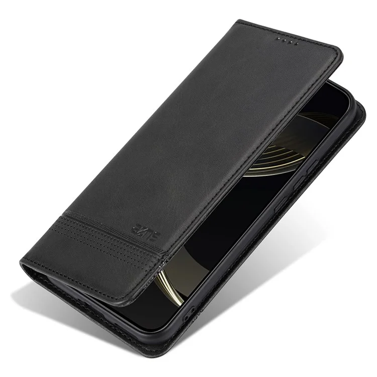 Funda para Xiaomi 15 Pro AZNS, textura de piel de vaca, cuero PU, tapa de teléfono tipo billetera - Negro