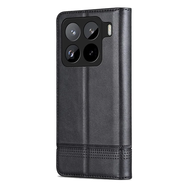 Funda para Xiaomi 15 Pro AZNS, textura de piel de vaca, cuero PU, tapa de teléfono tipo billetera - Negro