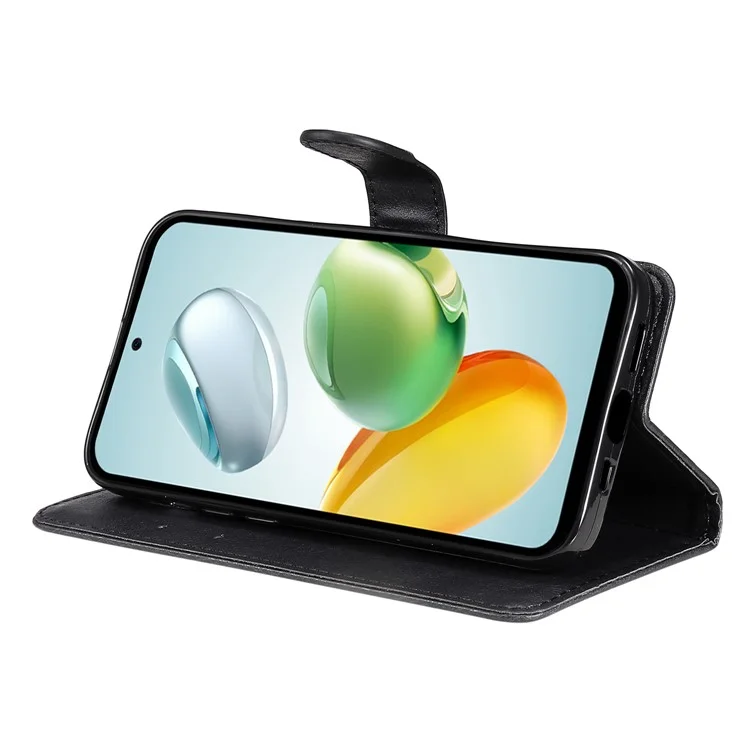 For Honor Play 60 Plus 5G / Play 9T / X7c 4G / 200 Smart 5G Case Solid Color Leather Mobile Cover Wallet Stand with Strap - Black