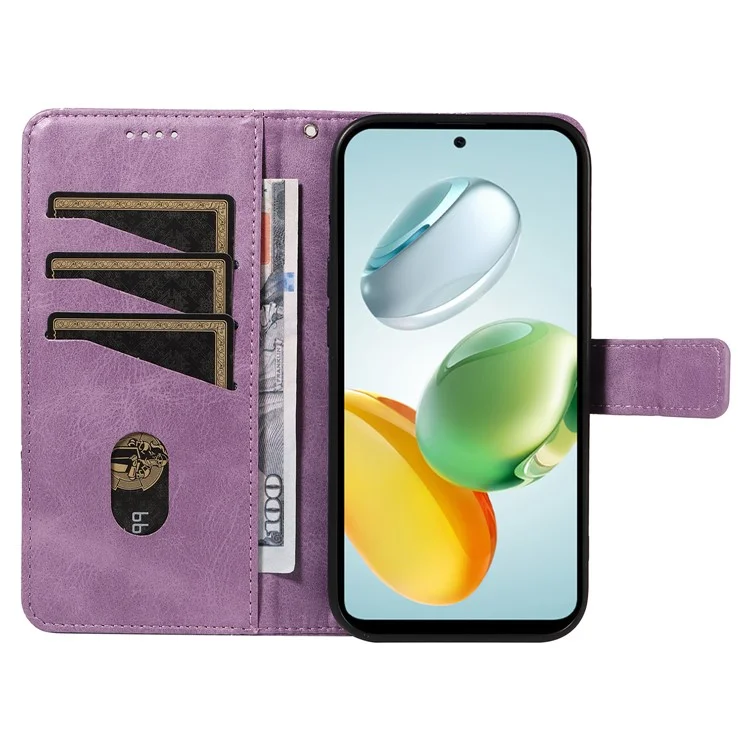 For Honor Play 60 Plus 5G / Play 9T / X7c 4G / 200 Smart 5G Leather Case Geometric Line Wallet Phone Cover - Light Purple