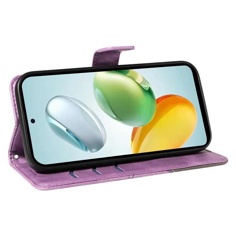 For Honor Play 60 Plus 5G / Play 9T / X7c 4G / 200 Smart 5G Leather Case Geometric Line Wallet Phone Cover - Light Purple