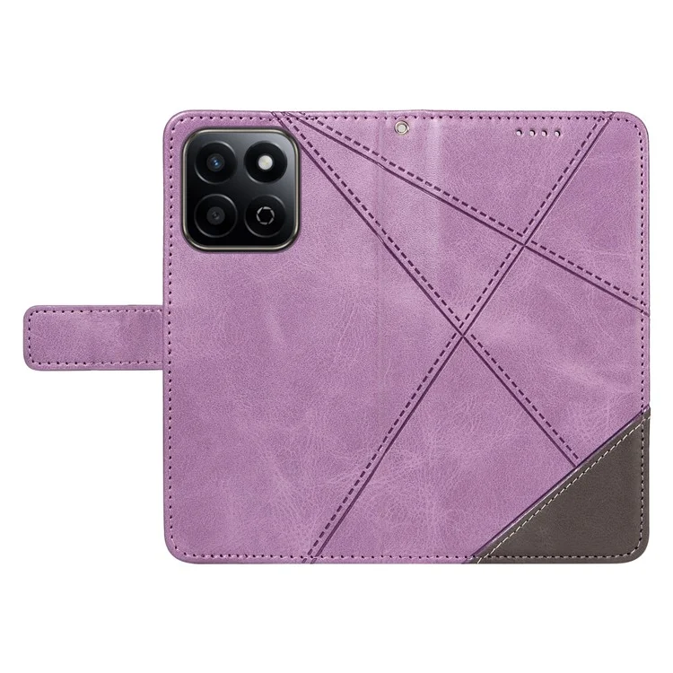For Honor Play 60 Plus 5G / Play 9T / X7c 4G / 200 Smart 5G Leather Case Geometric Line Wallet Phone Cover - Light Purple