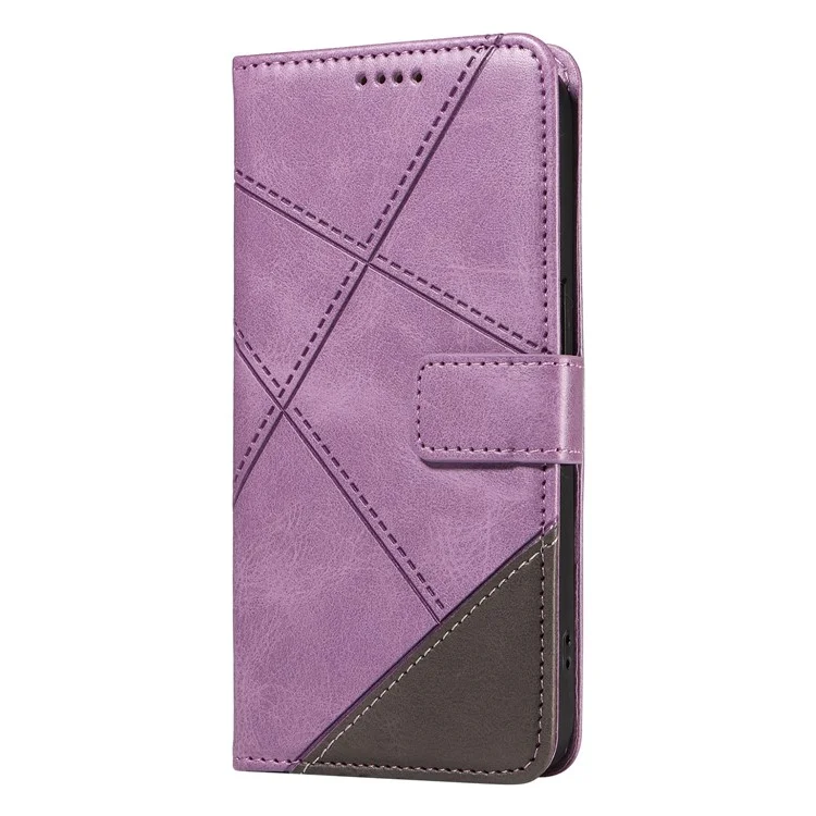 For Honor Play 60 Plus 5G / Play 9T / X7c 4G / 200 Smart 5G Leather Case Geometric Line Wallet Phone Cover - Light Purple