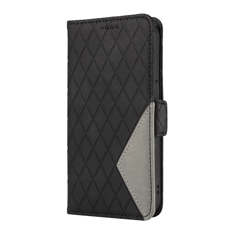 Funda de cartera con tapa de piel de poliuretano en forma de rombo para For Honor Play 60 Plus 5G / Play 9T / X7c 4G / 200 Smart 5G - Negro