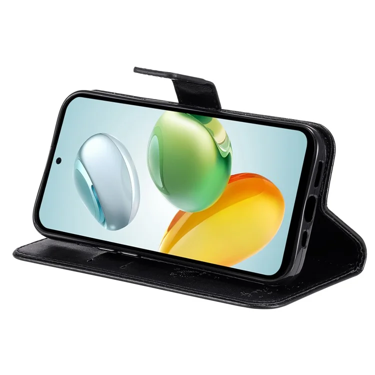 Custodia in pelle con motivo a gatto per For Honor Play 60 Plus 5G / Play 9T / X7c 4G / 200 Smart 5G - Nero