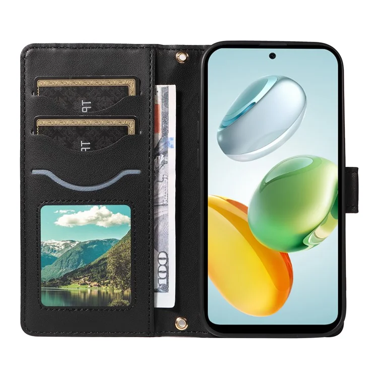 For Honor Play 60 Plus 5G / Play 9T / X7c 4G / 200 Smart 5G Wallet Case Rhombus Leather Phone Cover - Black