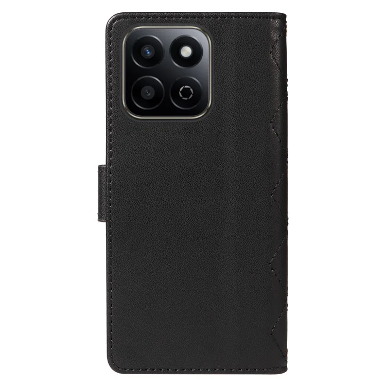 For Honor Play 60 Plus 5G / Play 9T / X7c 4G / 200 Smart 5G Wallet Case Rhombus Leather Phone Cover - Black