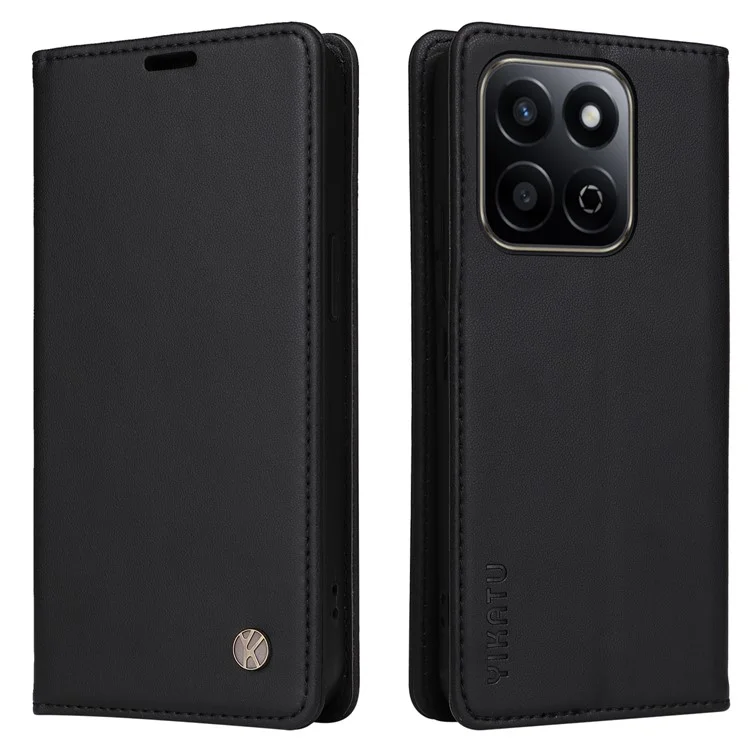 YIKATU YK-001 For Honor Play 60 Plus 5G / Play 9T / X7c 4G / 200 Smart 5G Stand Case Leather Phone Cover - Black