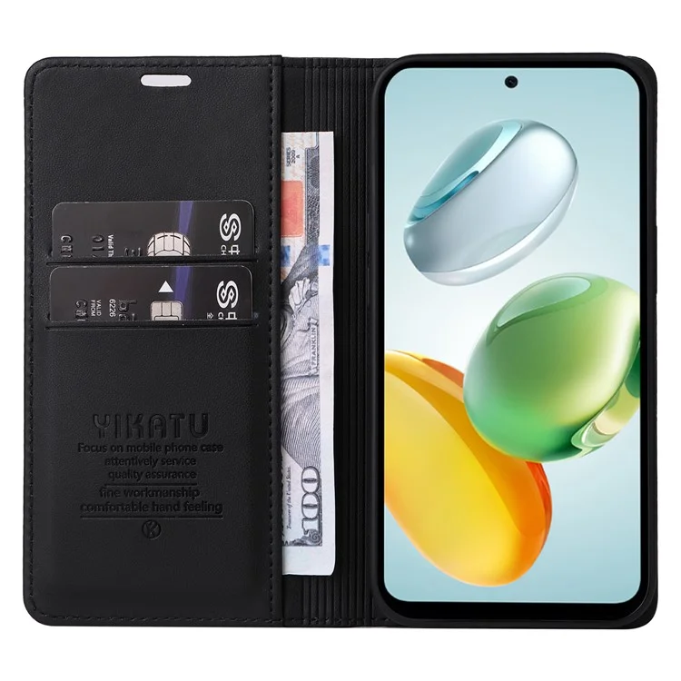 YIKATU YK-001 For Honor Play 60 Plus 5G / Play 9T / X7c 4G / 200 Smart 5G Stand Case Leather Phone Cover - Black