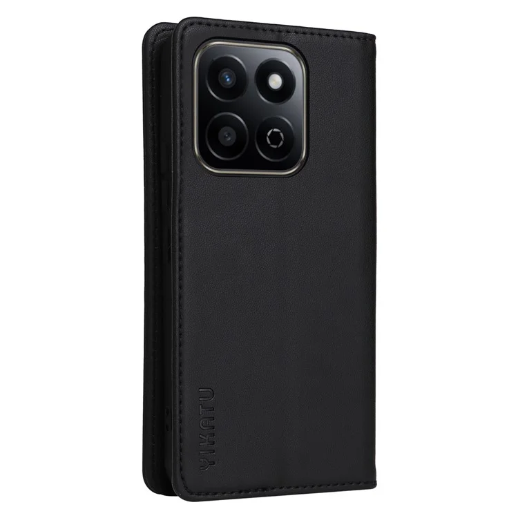 YIKATU YK-001 For Honor Play 60 Plus 5G / Play 9T / X7c 4G / 200 Smart 5G Stand Case Leather Phone Cover - Black