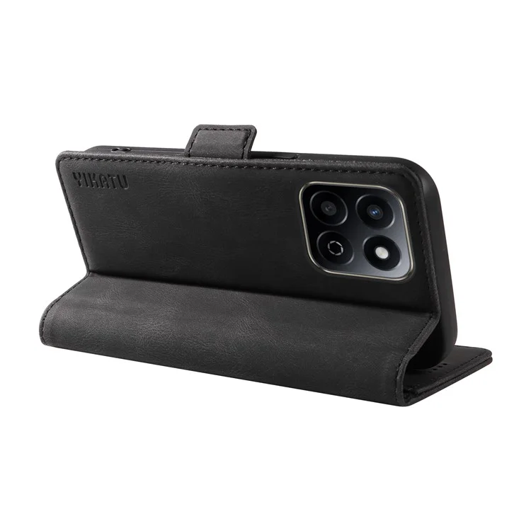 YIKATU YK-005 For Honor Play 60 Plus 5G / Play 9T / X7c 4G / 200 Smart 5G Case PU Leather Wallet Phone Cover Skin Touch Feeling - Black