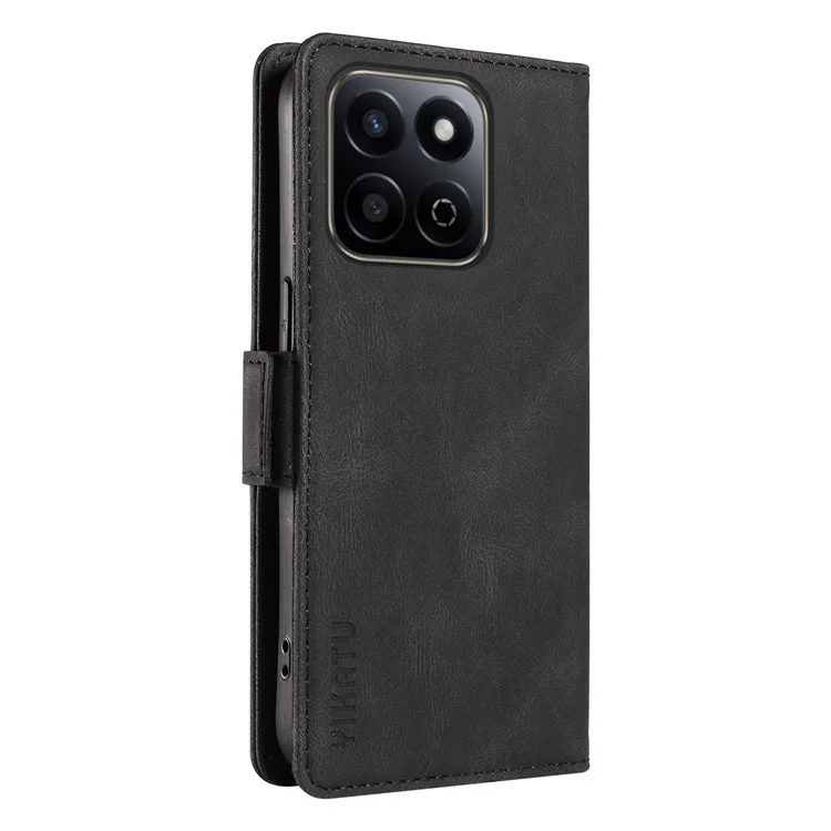 YIKATU YK-005 For Honor Play 60 Plus 5G / Play 9T / X7c 4G / 200 Smart 5G Case PU Leather Wallet Phone Cover Skin Touch Feeling - Black