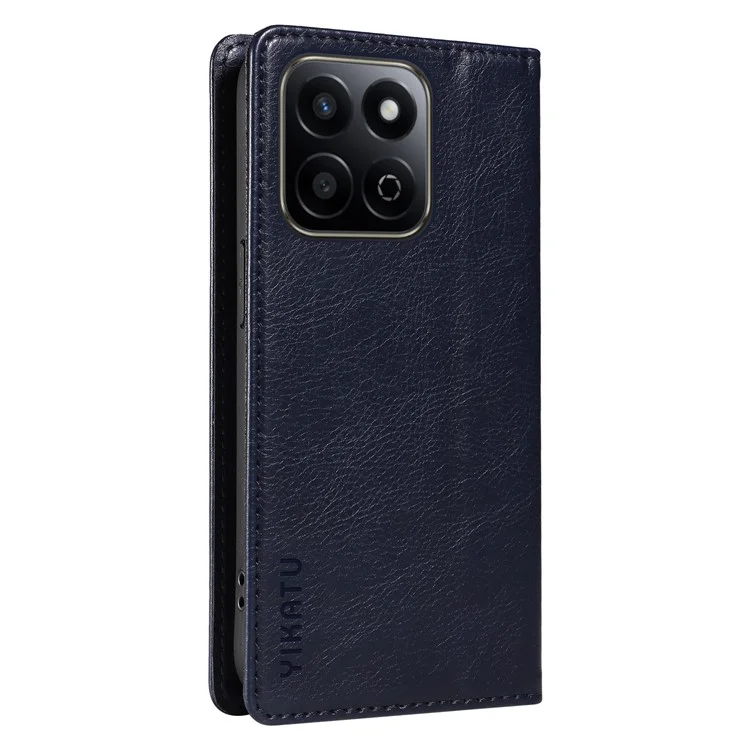 YIKATU YK-006 For Honor Play 60 Plus 5G / Play 9T / X7c 4G / 200 Smart 5G Case Magnetic Closure Leather Phone Cover Litchi Texture - Navy Blue