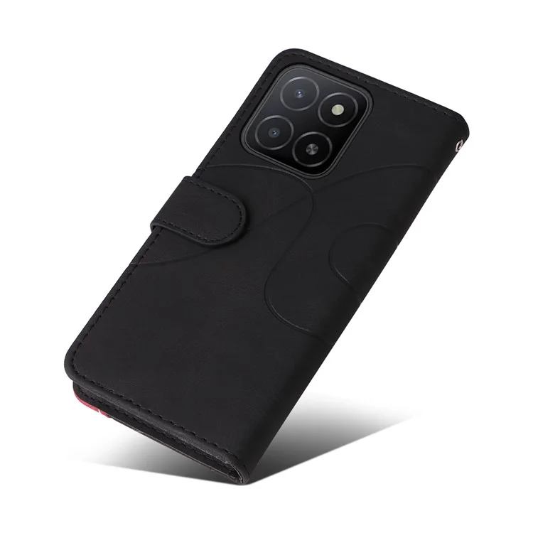 Чехол для телефона с цветовым сплетением и бумажником For Honor X5b / X5b Plus - Черный