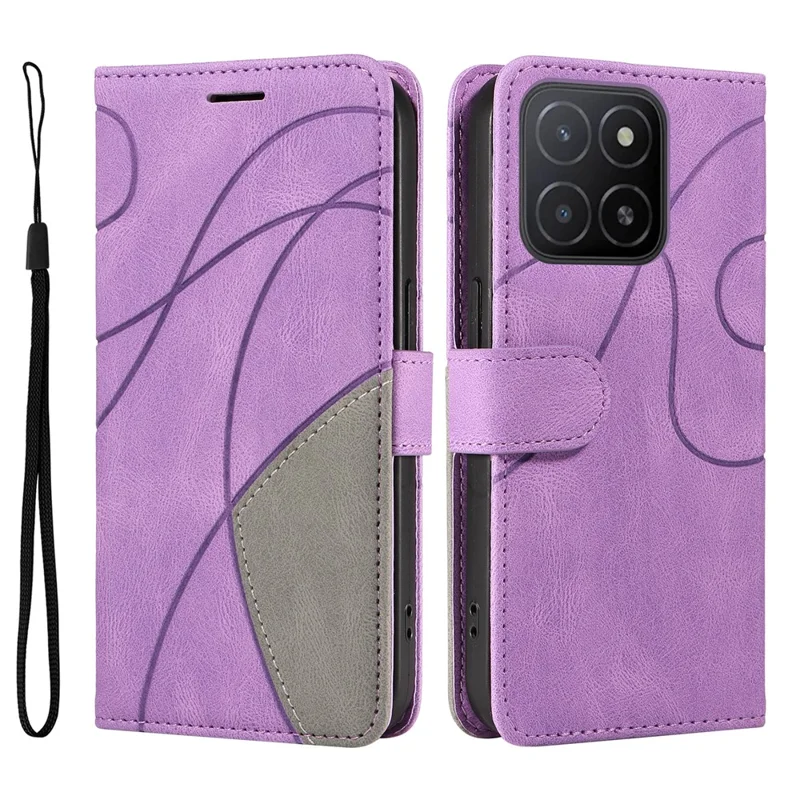 Futerał skórzany z portfelem i podstawką dla Honor X5b / X5b Plus, pokrywa telefoniczna w kolorze light purple