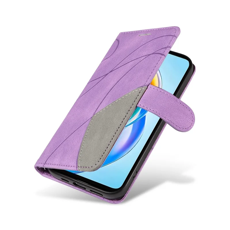 Futerał skórzany z portfelem i podstawką dla Honor X5b / X5b Plus, pokrywa telefoniczna w kolorze light purple
