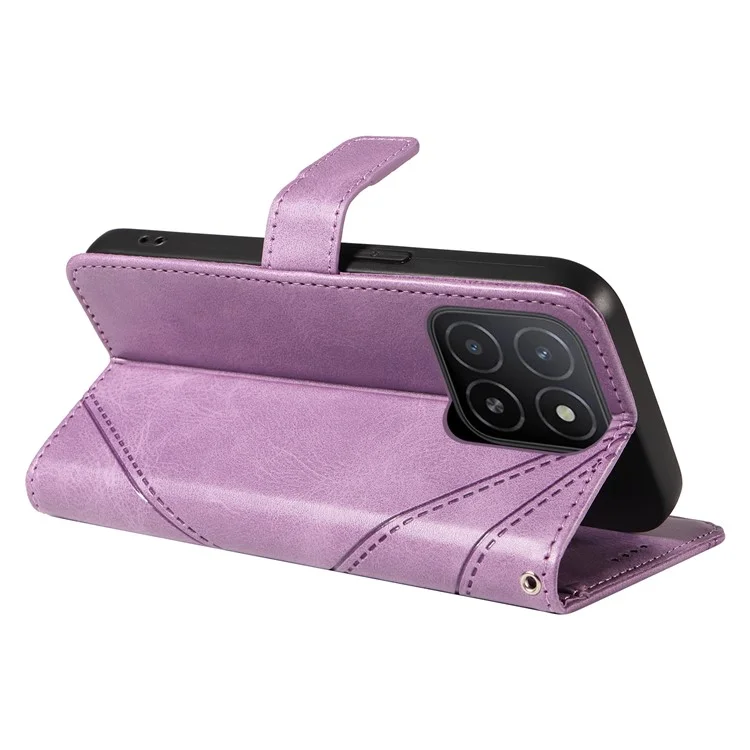 Für Honor X5b / X5b Plus Lederhülle mit geometrischer Linie Brieftasche Handyhülle - Hellviolett