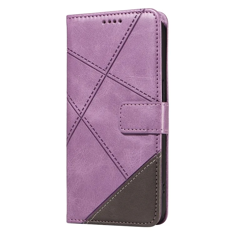 Für Honor X5b / X5b Plus Lederhülle mit geometrischer Linie Brieftasche Handyhülle - Hellviolett