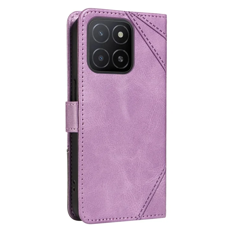 Für Honor X5b / X5b Plus Lederhülle mit geometrischer Linie Brieftasche Handyhülle - Hellviolett