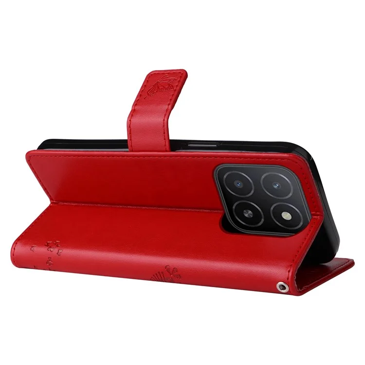 Für Honor X5b / X5b Plus Hülle Katzenbaumdesign Flip Leder Handyhülle - Rot