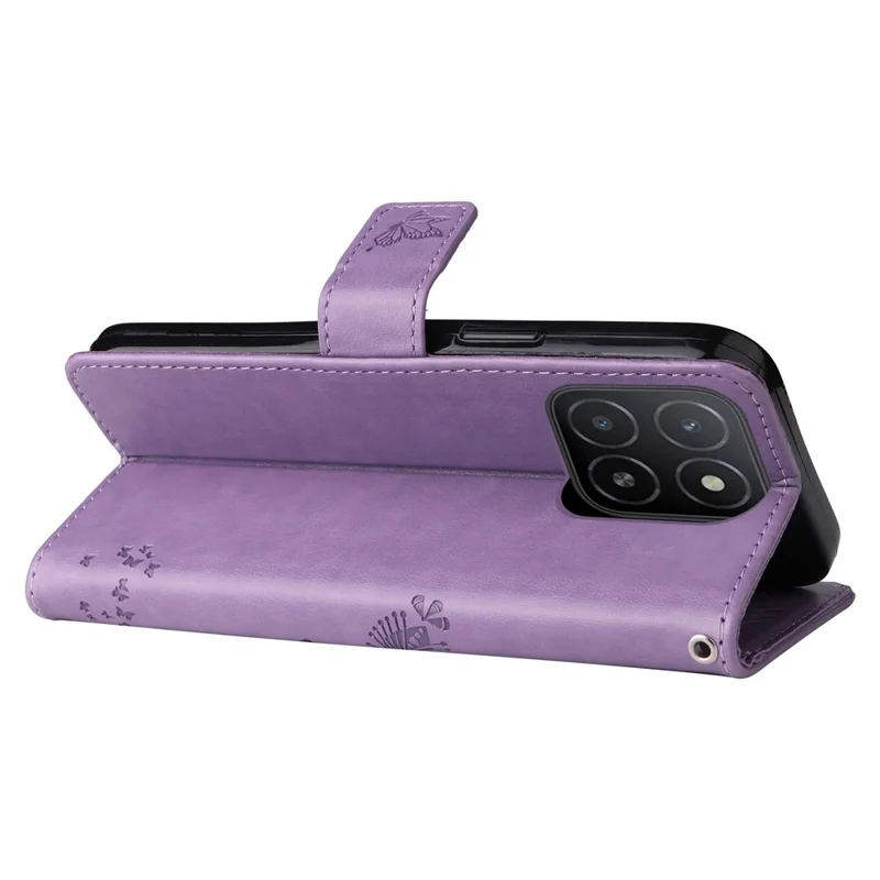 For Honor X5b / X5b Plus Phone Case with Stand Cat Tree Pattern Leather Wallet Mobile Cover - Light Purple