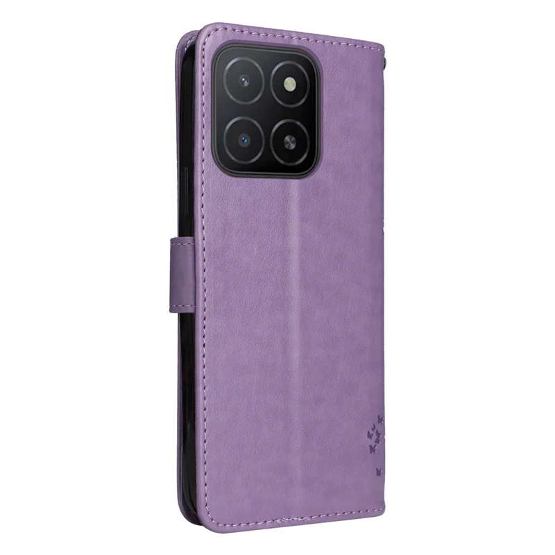 For Honor X5b / X5b Plus Phone Case with Stand Cat Tree Pattern Leather Wallet Mobile Cover - Light Purple
