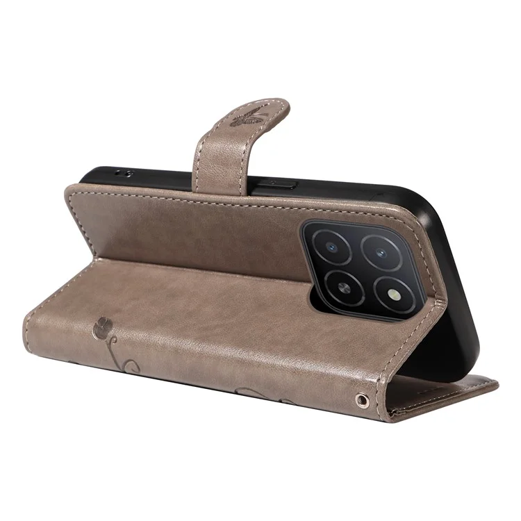 For Honor X5b / X5b Plus Hülle Blumenmuster PU-Leder Brieftasche Handyhülle - Grau