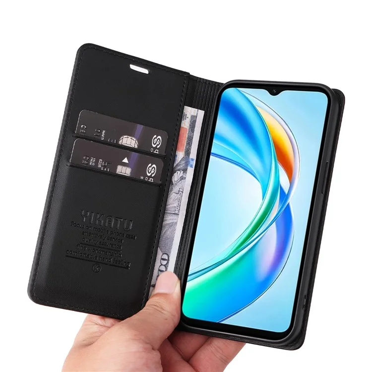 YIKATU YK-001 For Honor X5b / X5b Plus Stand Case Lederhülle - Schwarz