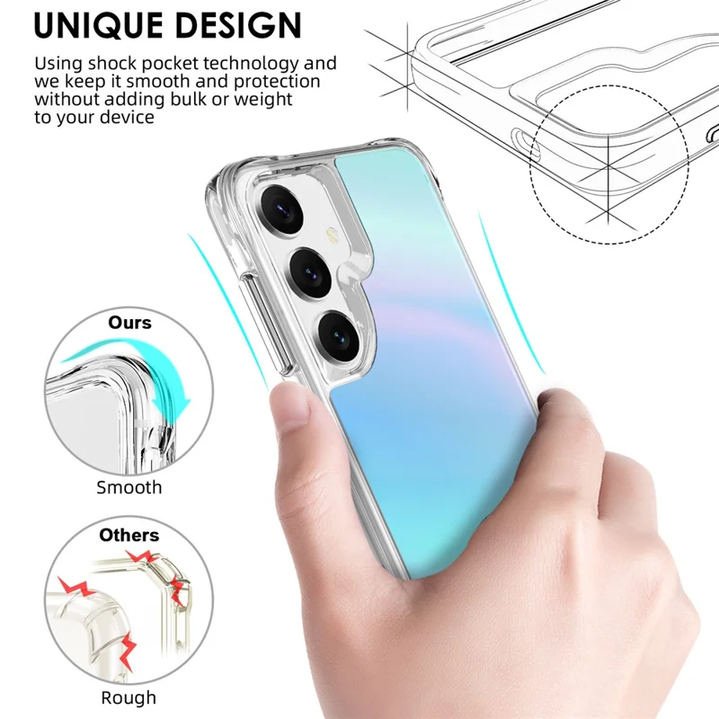 Compra em Massa para Capa Samsung Galaxy S24 FE Eletroplatada TPU+PC Capa Protetora - Azul