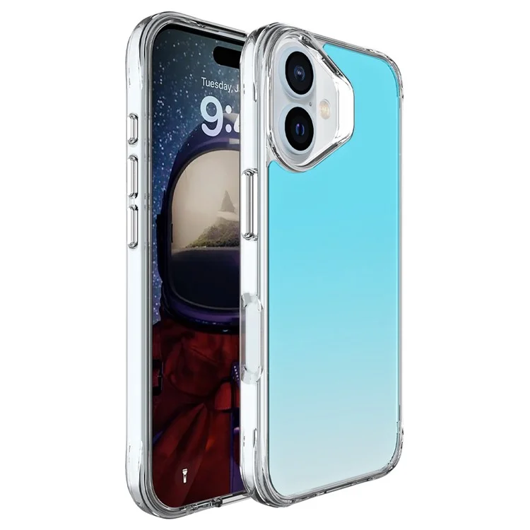 Compre em quantidade Capa para iPhone 16 Plus Revestimento Eletrolítico TPU+PC Protetora - Azul