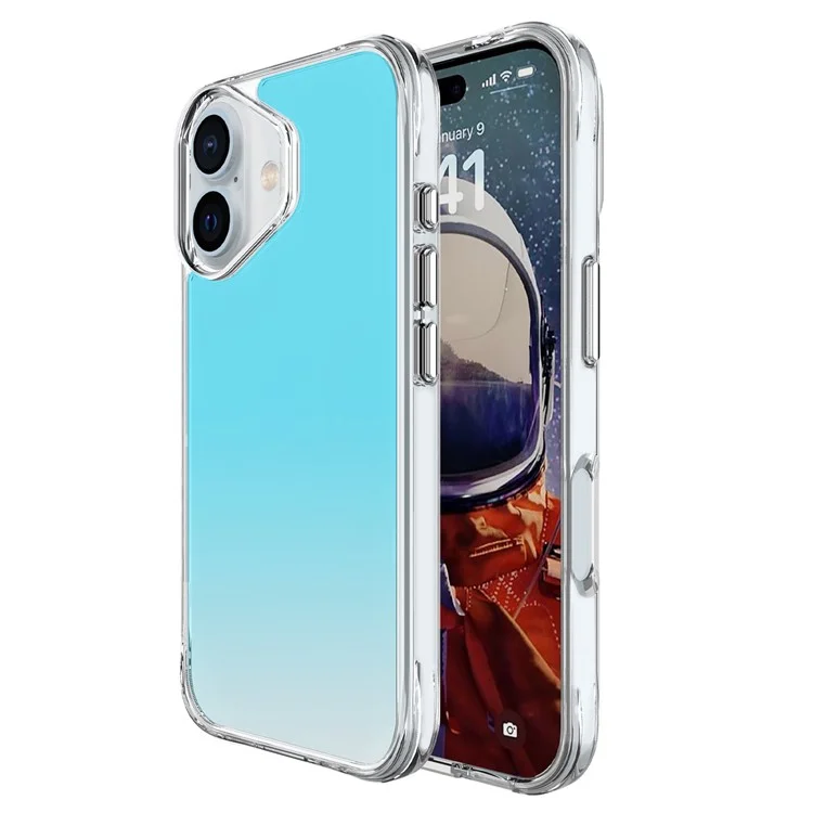 Compre em quantidade Capa para iPhone 16 Plus Revestimento Eletrolítico TPU+PC Protetora - Azul