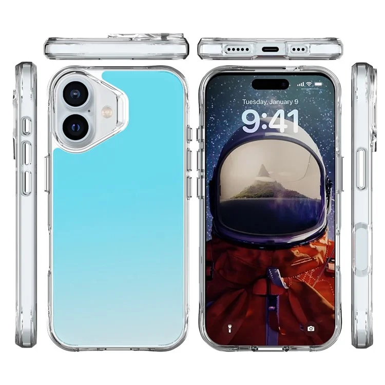 Compre em quantidade Capa para iPhone 16 Plus Revestimento Eletrolítico TPU+PC Protetora - Azul