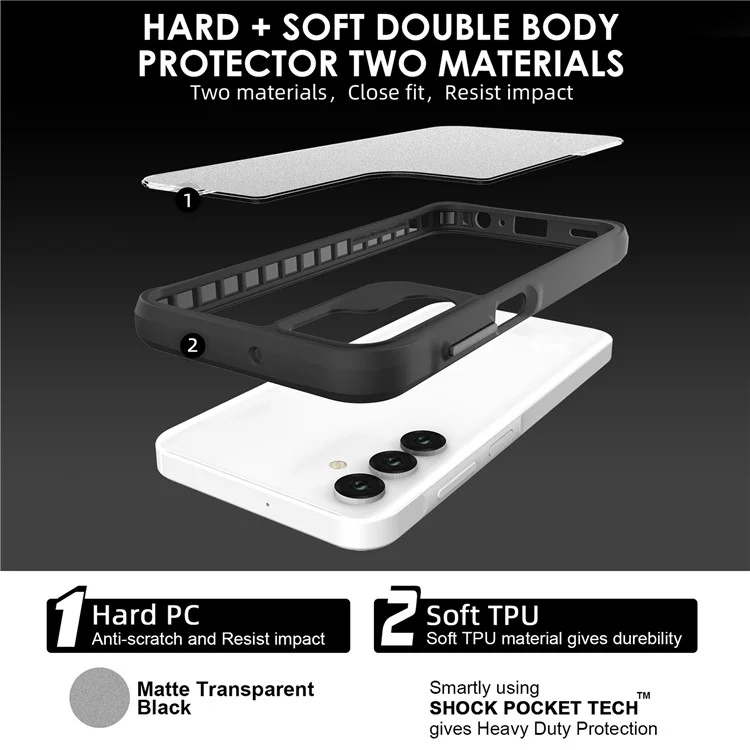 Compra em Atacado Para Samsung Galaxy A36 5G Capa TPU+PC Traseira Fosca Capa de Telefone