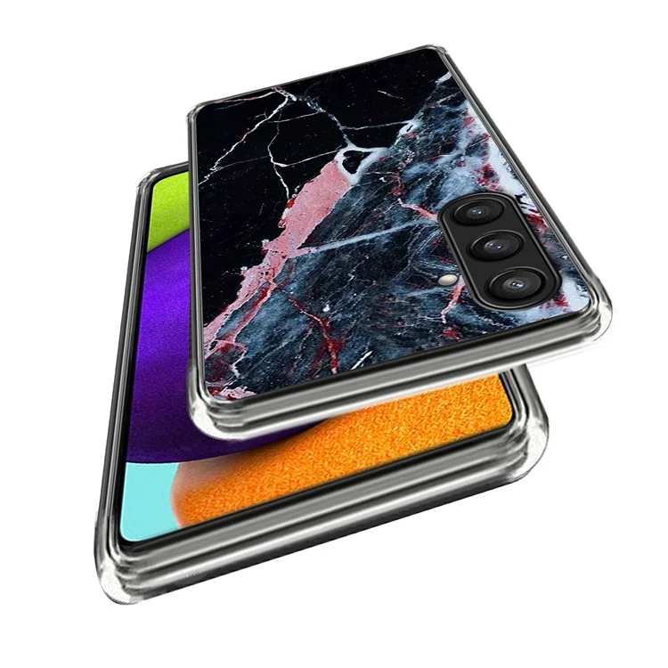 Чехол для Samsung Galaxy S25 с узором из черного мрамора, напечатанным на ТПУ-крышке.